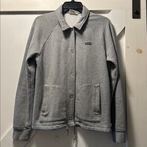 Vans‎ Sweatshirt Women's Snap Button Up Size Small Gray Drawstring with Collar